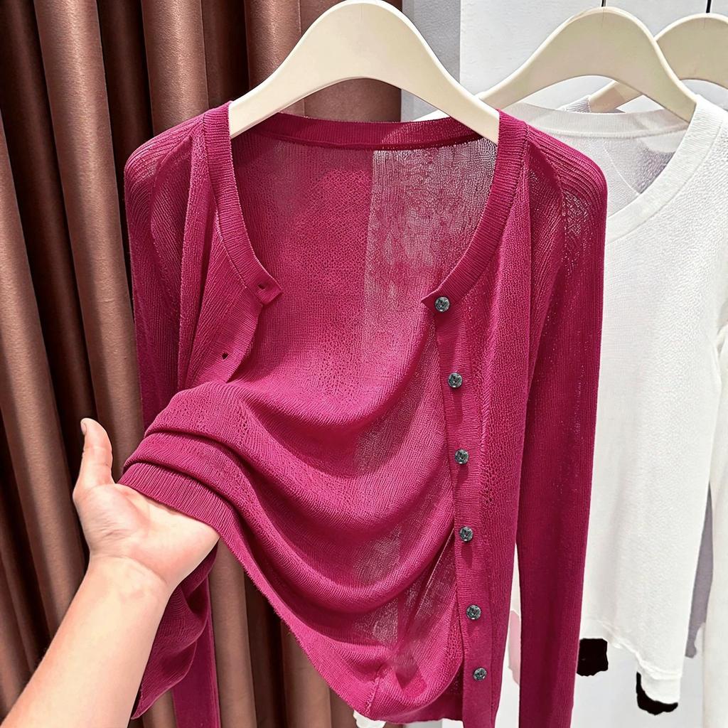 Women's Plus Size Crew Neck Cardigan