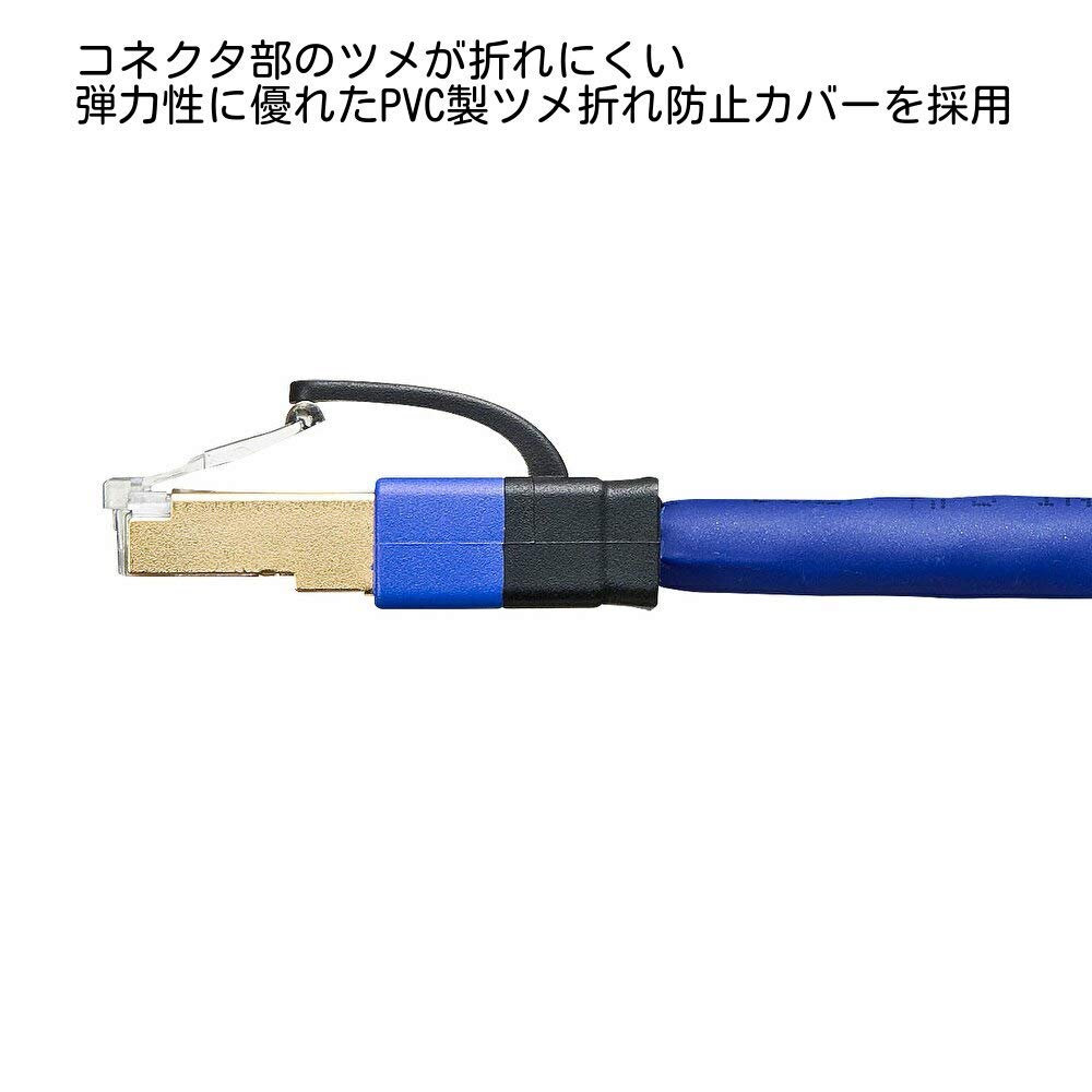 Sanwa Supply CAT7A LAN Cable RJ45 with (5m) 10Gbps/1000MHz Anti-Slip Tabs, Blue, KB-T7A-05BL