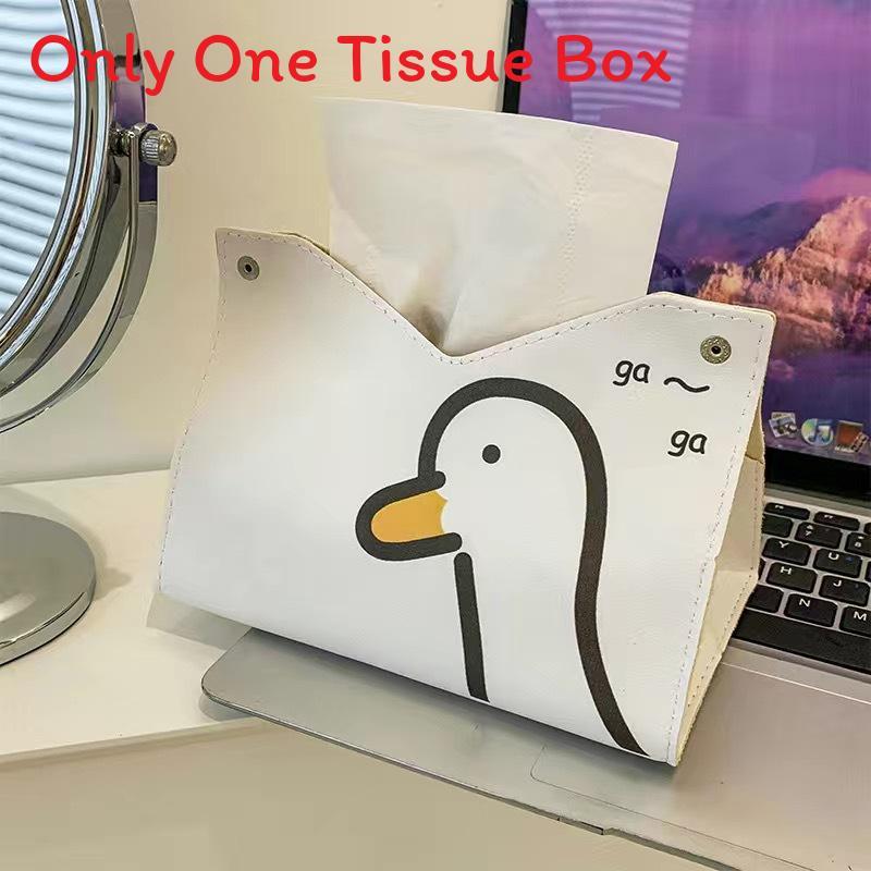 Cute Duck Tissue Box Leather Cover For Home Office Car Bathroom Storage
