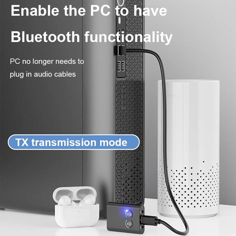 2 In 1 aptX Bluetooth Audio Receiver Transmitter aptX-Adaptive AD/HD/LL AAC 3.5MM AUX HiFi Music Multipoint Wireless Adapter
