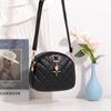 Embroidered Rhombus Pearl Pendant Single Shoulder Crossbody Small Round Bag Texture Niche Design Women's Bag