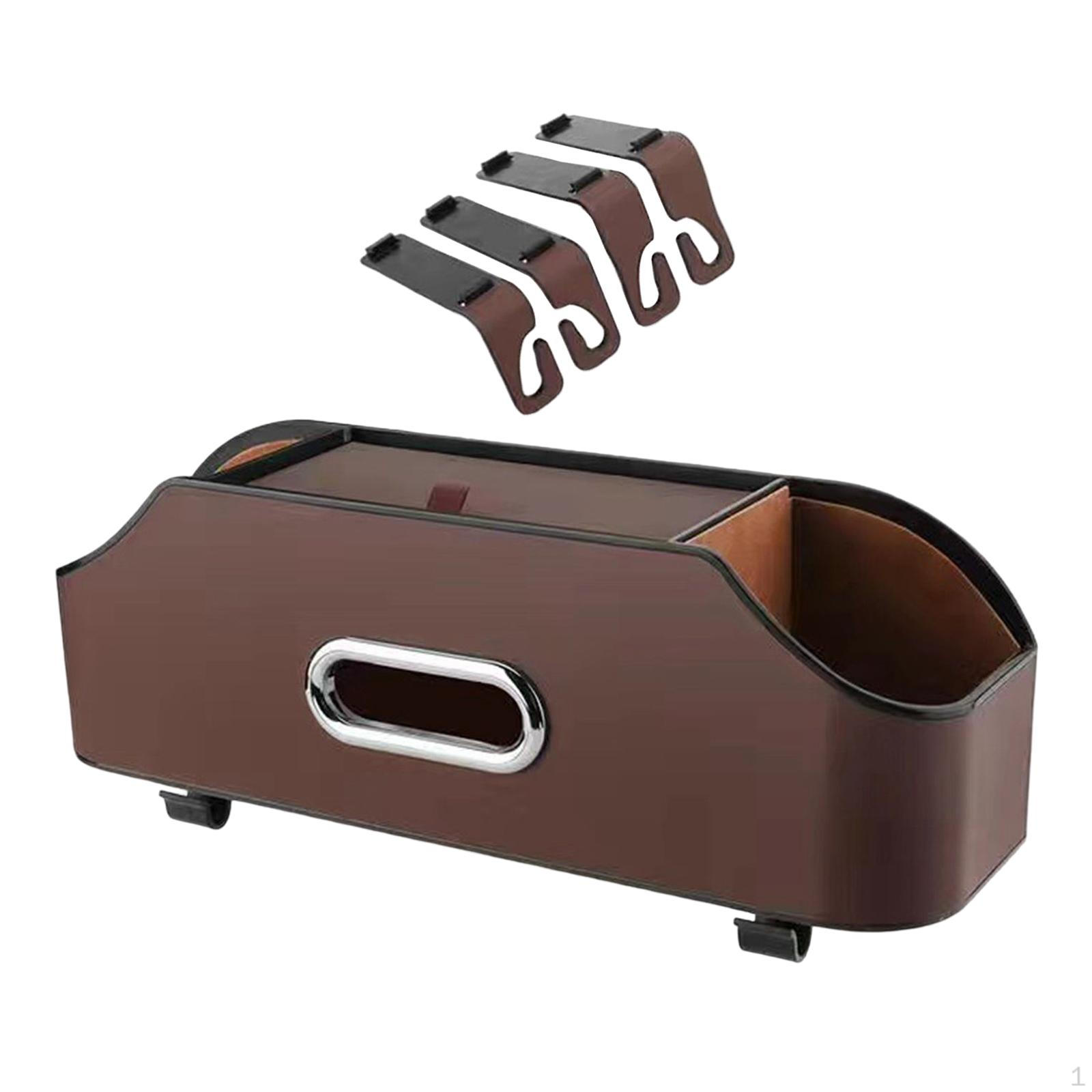 Back Organizer Tissue Box Cup Holder Automobile Interior Accessories With Hooks Road Trips Keep Tidy Brown