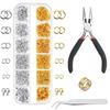 Über 1200 Stück Gold Silber Offene Biegeringe und Karabinerhaken Schmuck Zubehör Set mit Zange