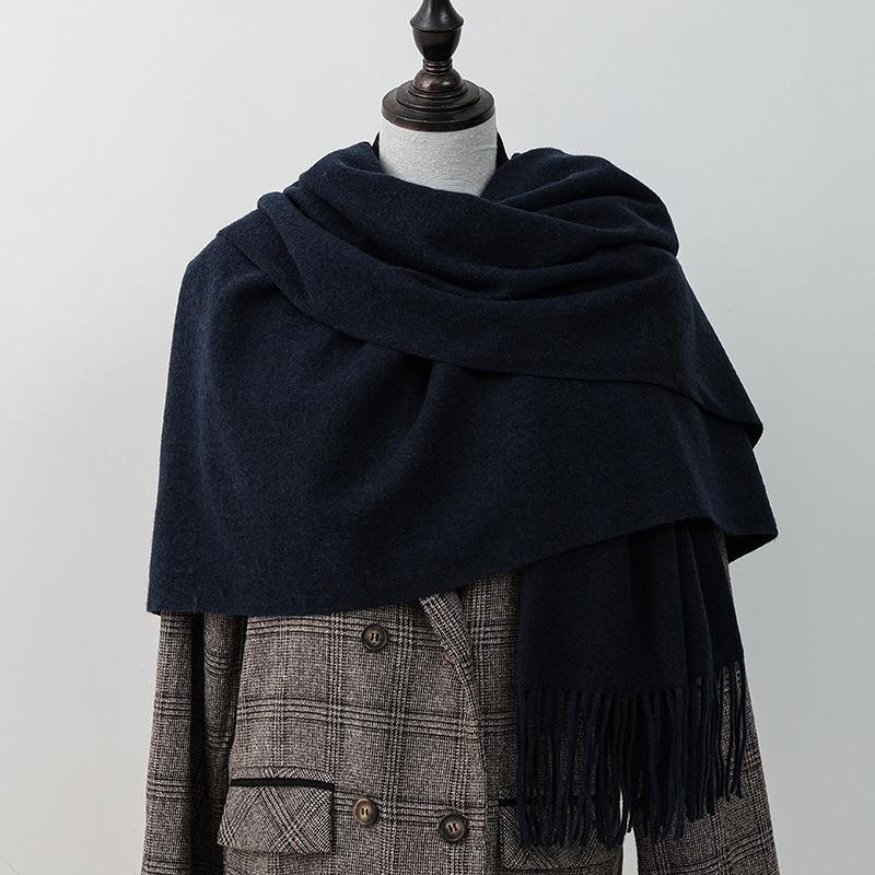 Wool Scarf Korean Style Atmosphere Double Sided Scarf Women's Autumn and Winter Warm Men's Shawl Versatile Cashmere Scarf