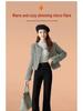 Women's Fluffy Thickened Black Bell Bottom Pants - Winter 2026 High Waist Slimming Micro Flare Jeans