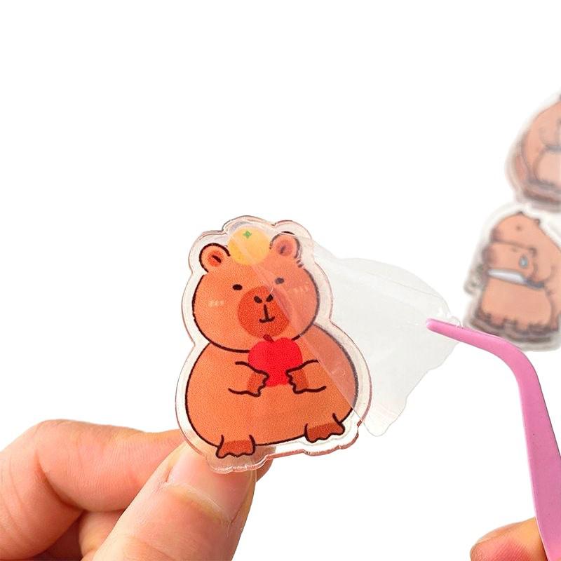 Capybara Double-Sided Acrylic Cartoon Clip for Sticky Notes & Snack Sealing