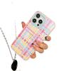 New Creative Checked Contrasting Acrylic Phone Case Suitable for Apple 16promax Pink Apple 15 Protective Case