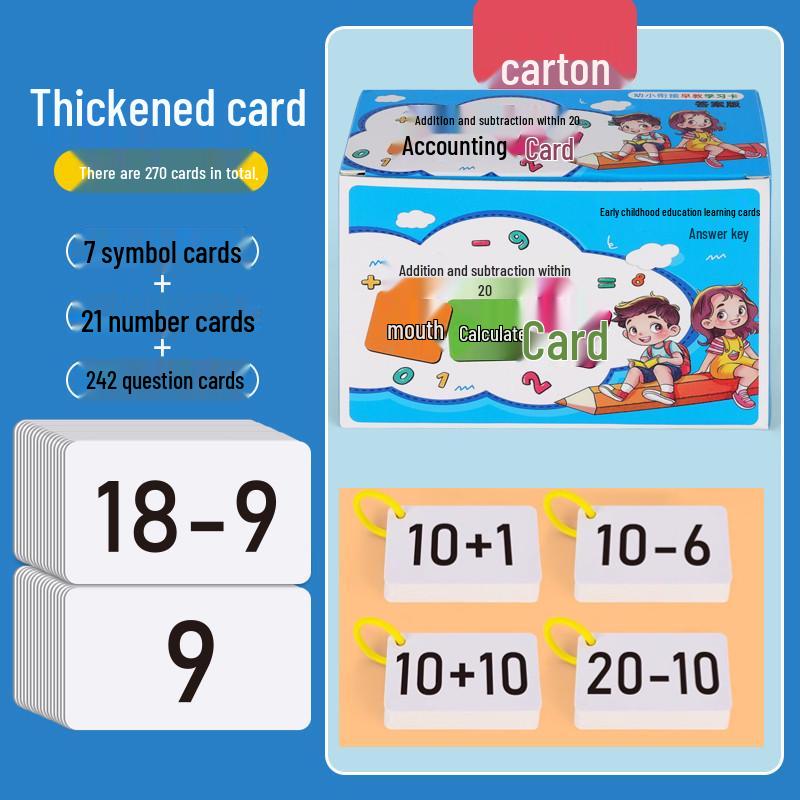 First Grade Math: Addition & Subtraction Cards up to 20 - 120 Oral Calculation Formulas