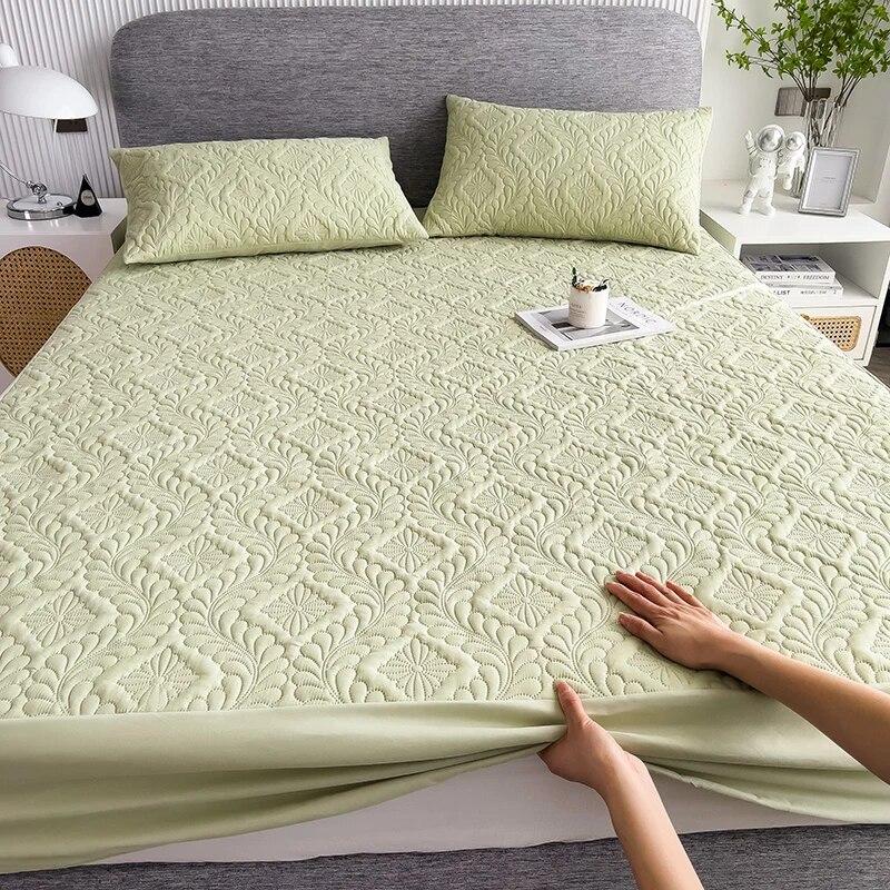 

Стеганый водонепроницаемый чехол для матраса, эластичная простыня с тиснением, защитная накладка для кровати для спальни, отеля, утолщенное покрывало на кровать 160x200x30cm