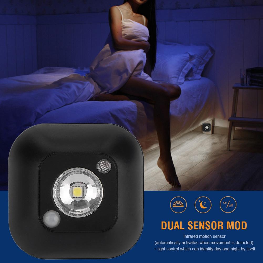 

LED Mini Wireless Infrared Motion Sensor Night Light Battery Power Wardrobe Cabinet Lamp Black чёрный