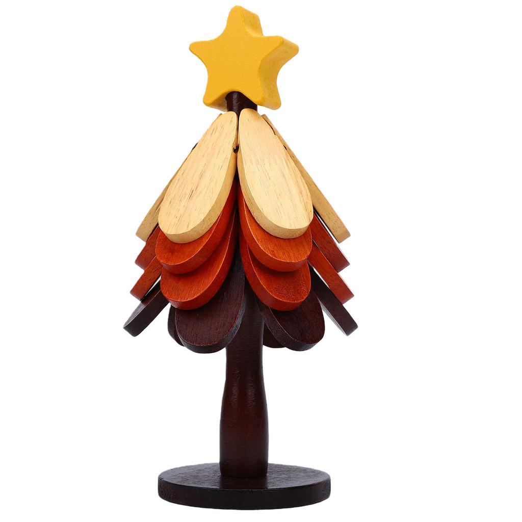 Xmas Tree Trivet 4 Layers Wooden Heat Resist Coaster with Star Topper for Dishes Pans Pot