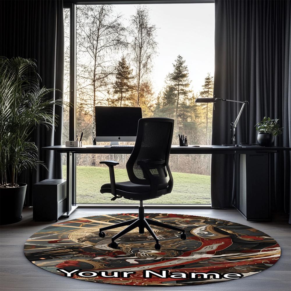 Custom Name Warhammer 40K Printed Round Rug Carpet Chair Rug Area Rug Entryway Doormats,for Office Chair Living Room Bedroom Kitchen Room.