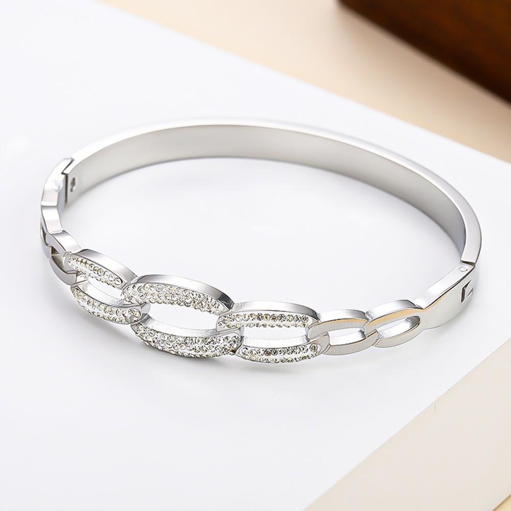 Браслет из титановой стали с покрытием 18 карат, геометрический, со стразами