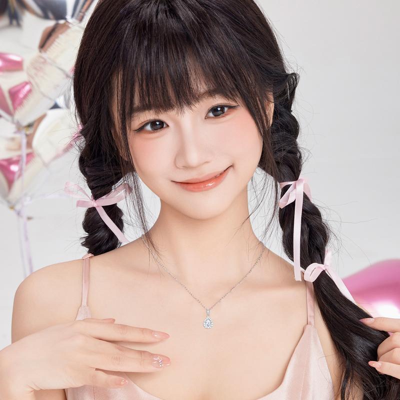 Barbie crystal necklace Shining and exquisite water drop pendant, sweet and high-end clavicle chain, niche Korean student versatile TX2312063A