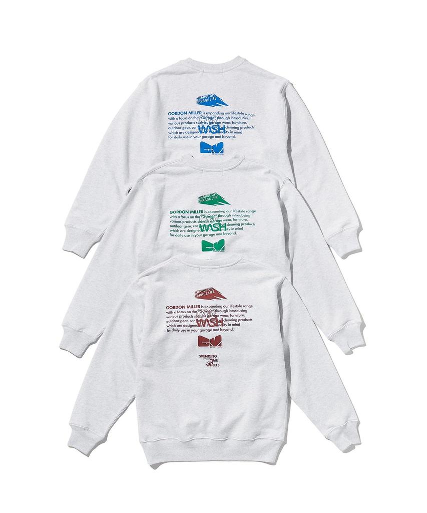 GORDON MILLER Men's Sponsor Print Sweatshirt, 12.7 Oz. Crew Neck, Size L, Light Gray/Blue, 1745169