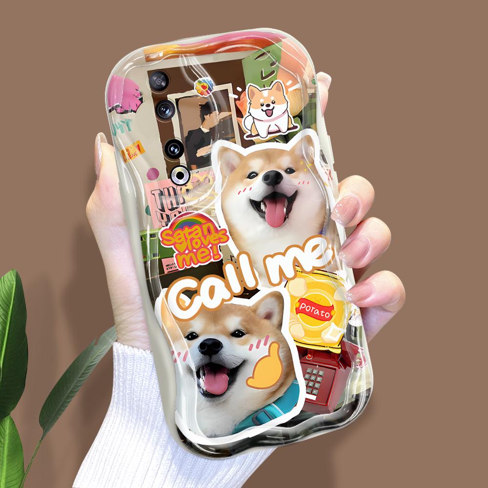 

Милий мультяшний візерунок, кремовий текстурний корпус, хвилястий край, м’який силіконовий чохол для телефону Huawei Honor Infinix Tecno iPhone iPhone 16 Pro Max білий