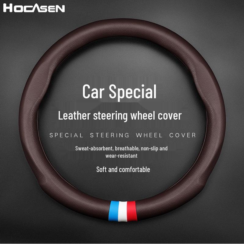 Genuine Leather Steering Wheel Cover for Infiniti QX50, QX60, QX80, Q50, Q70L, FX3 - All Seasons