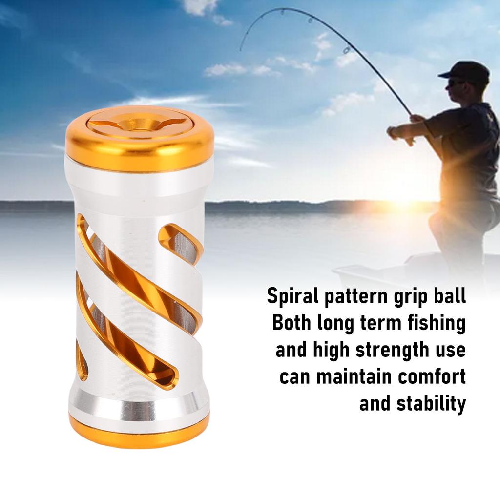 Fishing Reel Handle Knob Alloy Lightweight Wear Resist Spiral Pattern Reel Handle Grip Ball Silver Gold