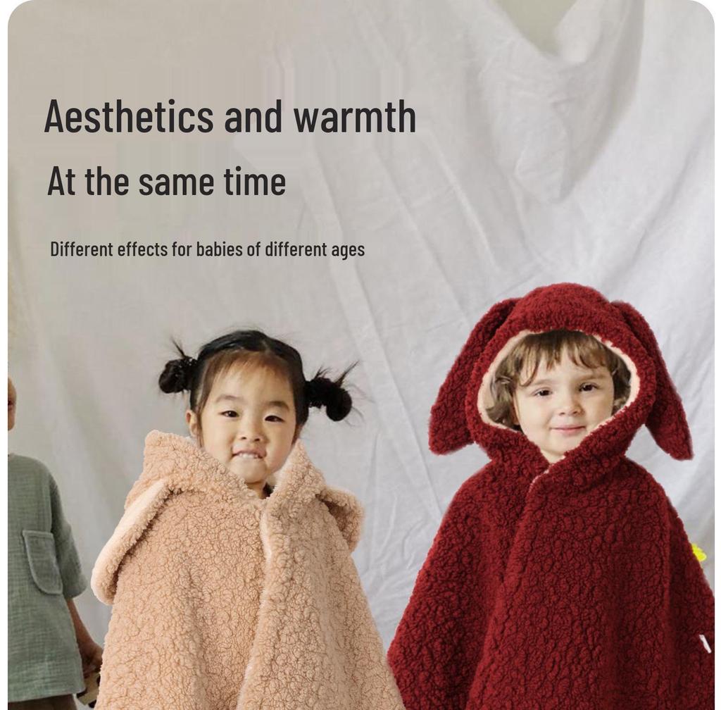 Pelerină cu Fleece cu Strat Dublu, Desen Animat 3D, pentru Copii: Extra Gros pentru Plimbările Bebelușului