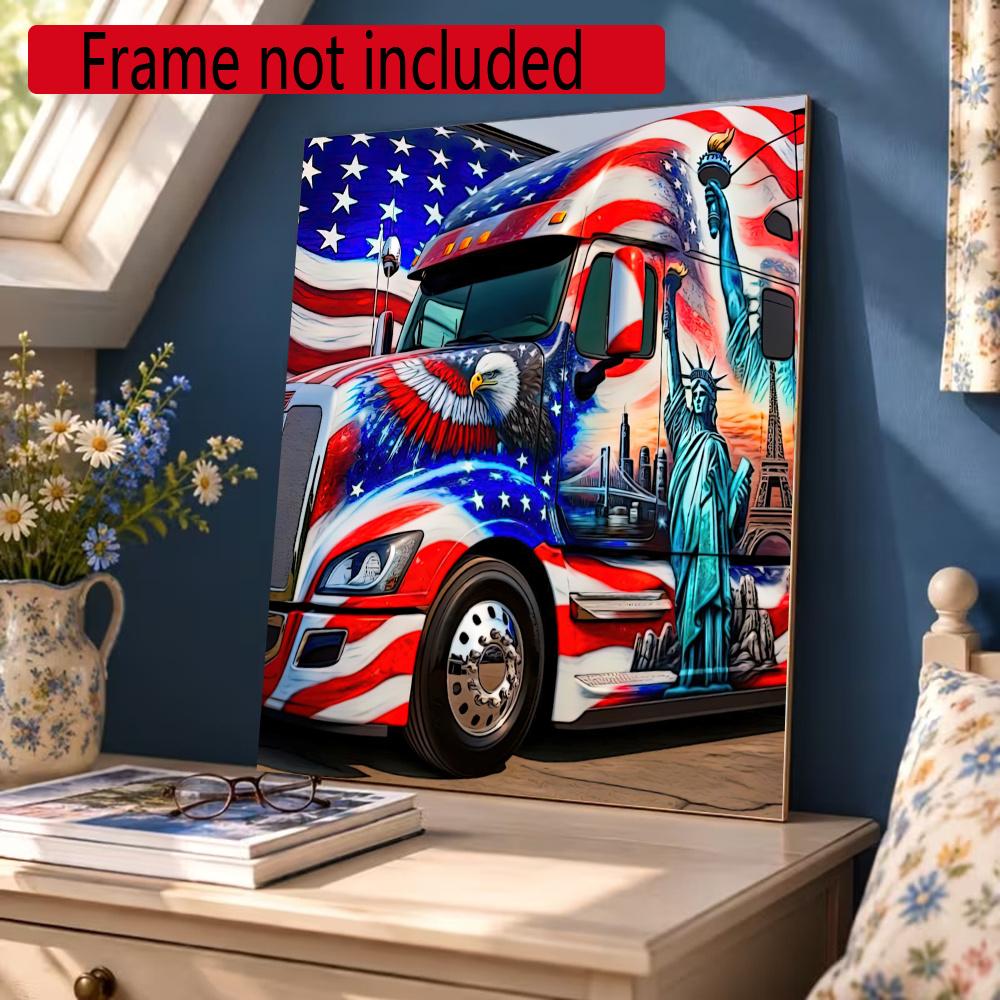 Kenworth 5D Diy Diamond Painting Round Diamond Diy Frameless Holiday Artwork Suitable For Home Office Wall Decoration