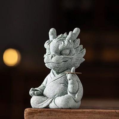 Lví protipožární stolní ozdoba, Kus pro úpravu akvária, Modrý pískovcový drak Mistr magie Dítě Nezha Kreativní figurky