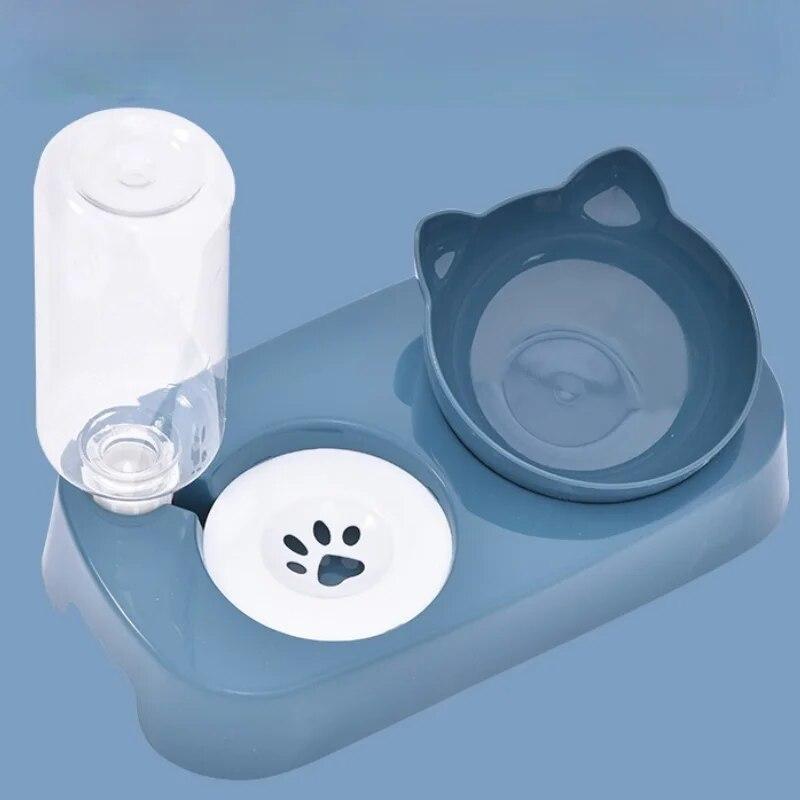Pet Dog Bowl Automatic Feeder Cat Food Bowl with Water Fountain Bowl Drinking Raised Stand Dish Bowls Cat Food and Water Dush