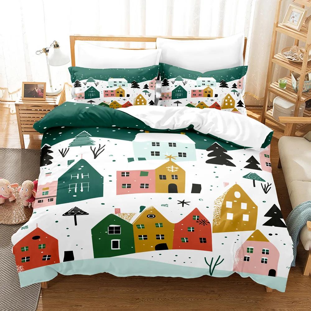 3-Piece Christmas Snowflake Pattern Duvet Cover Set - Soft, Breathable Winter Theme - Perfect for Bedroom and Guest Room Decor