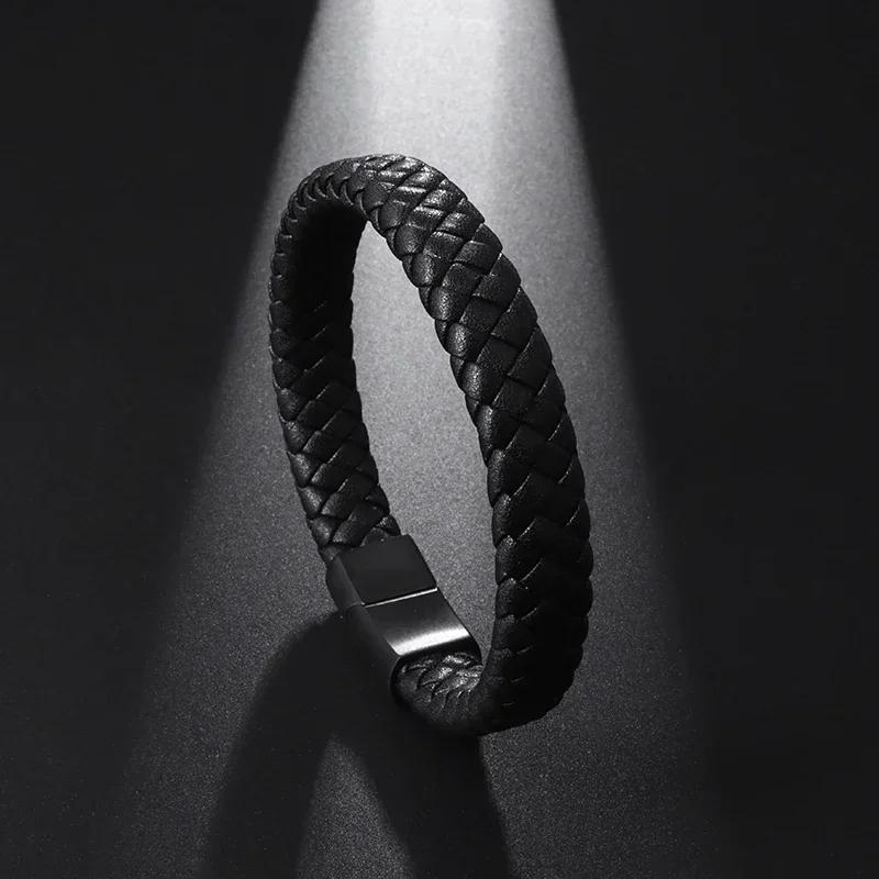 Mens Womens Couple Metal Infinity Sign Leather Bracelet Magnetic Closure Charm Bracelet Leather Wristband Casual Jewelry