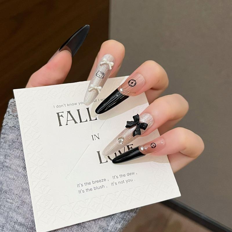 Cat's Eye Wearing Nail Pure Hand-made Nail Piece Fake Nail Wearing Nail Piece Advanced Sense Thin Dog Long