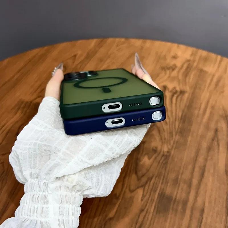 Magnetic Luxury Matte Translucent Armor Shockproof Case For Samsung Galaxy S25 S23 S24 Ultra Plus Magsafe Wireless Charge Cover