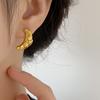 Electroplate Croissant Earrings Copper Retro Earrings Delicate Moon Texture Earrings