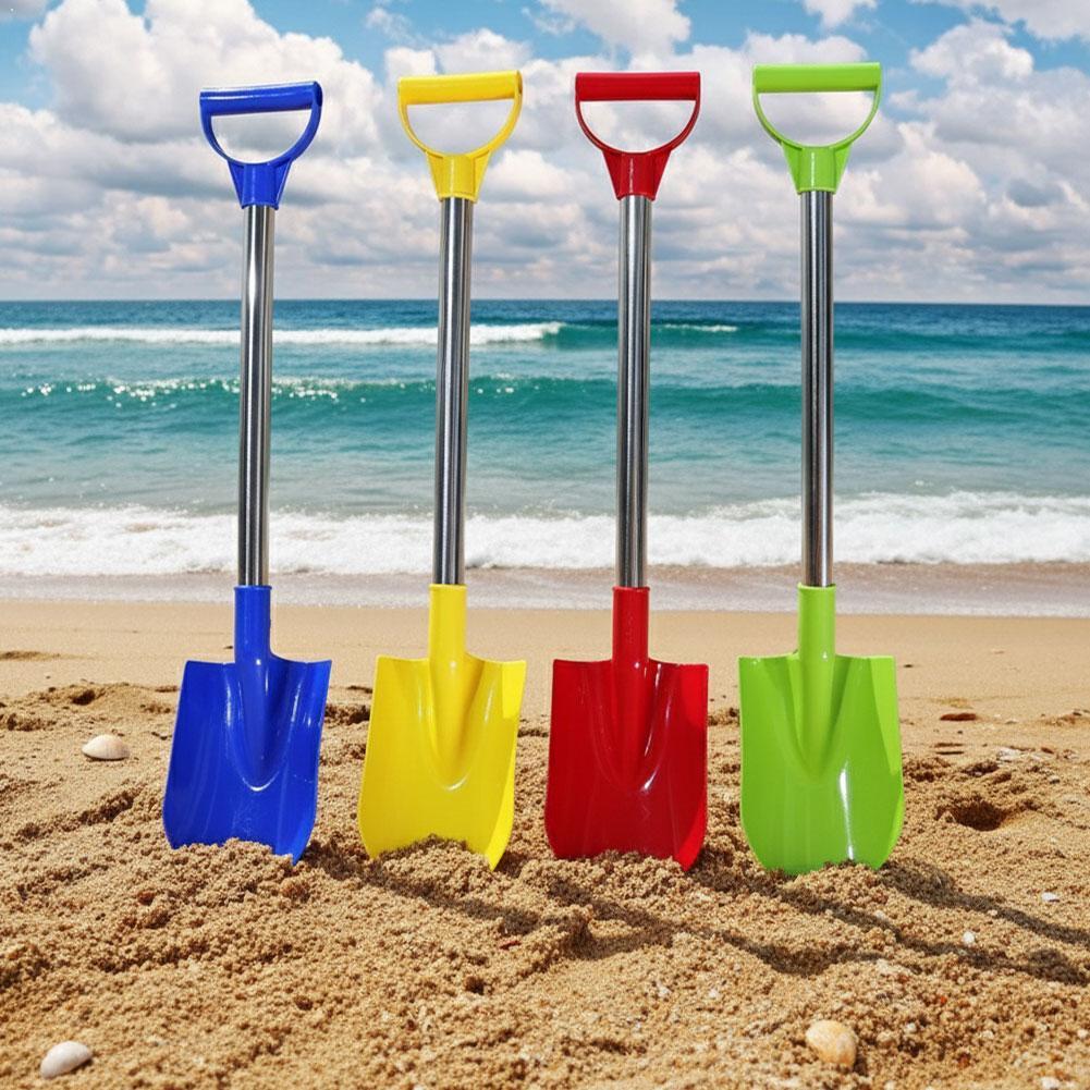 Children Beach Shovel 56cm Stainless Steel Pointed Shovel Toy Sand Snow Thickened Play House Beach Shovel Outdoor Toys Gift