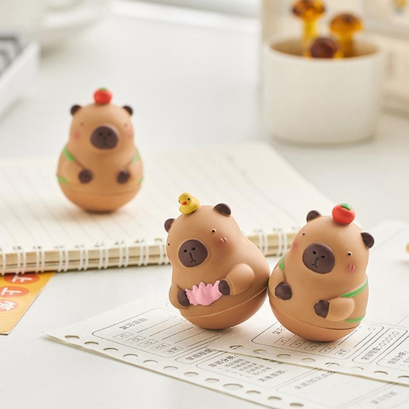 Cute Resin Capybara Ornament Hard Resin Animal Figurine Capybara Toy for Desk or Bookshelves Decoration