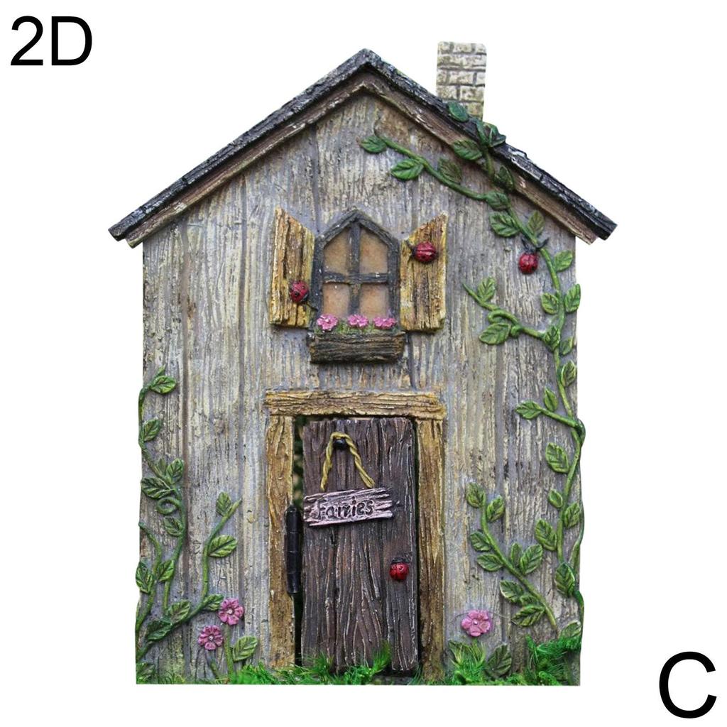 Miniature Fairy Door Figurines Statues for Outdoor Yard Art Garden Tree Decor Accessories With Engraved Design Fairy Garden Door