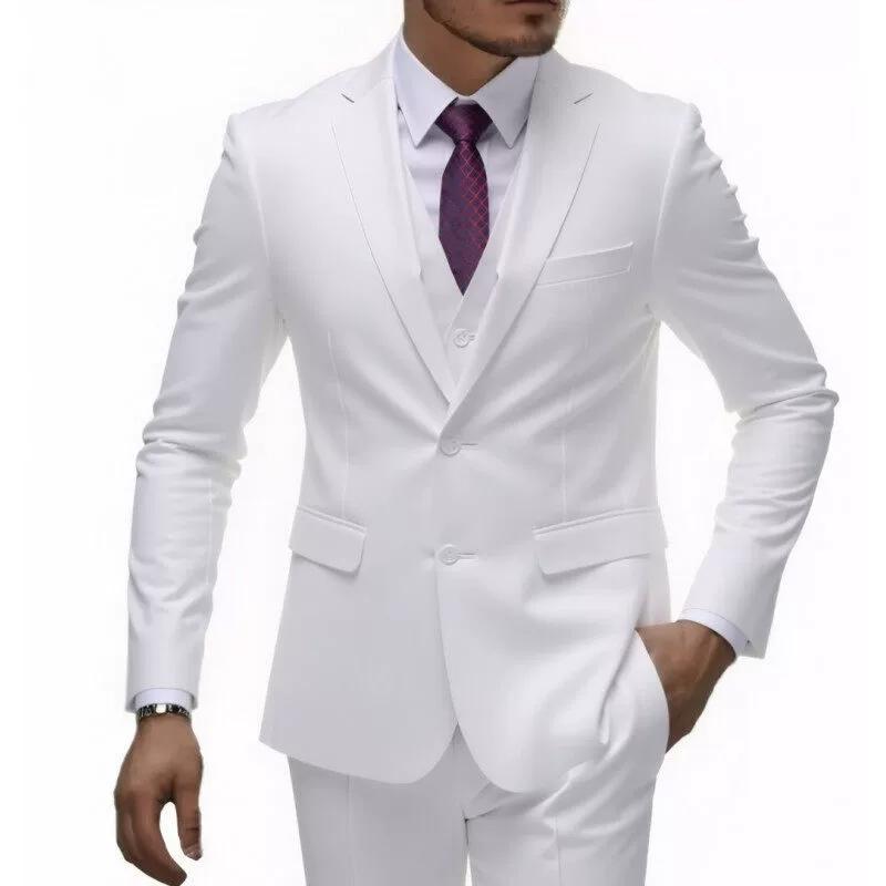 Two-piece Suit Men's Fashionable Gentleman Business British Style Solid-color Banquet Host Casual Wedding Suit