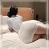 Cosplay Sexy Secretary Uniform Tie Sexy Extreme Tight Skirt Short Sleeve White Lingerie Babydoll Costume Cute Moe Photoshoot Set [Sekuee] Women's