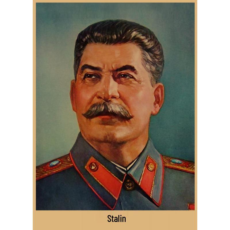 Mao, Zhu De, Lenin, Marx Portrait Poster on Kraft Paper