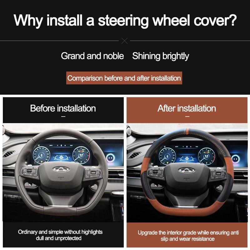 Car Steering Wheel Cover Wrap for Chery Tiggo 8 Plus Tiggo 7 Arizer 5 Pro Tiggo 3X 5X D Type Steering-Wheel