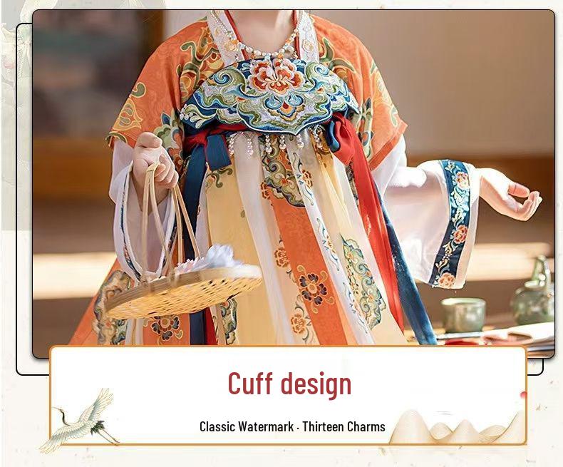 Robe Hanfu Fille Printemps/Été 2026: Robe de fée brodée style Dynastie Tang de Dunhuang pour enfants moyens/grands