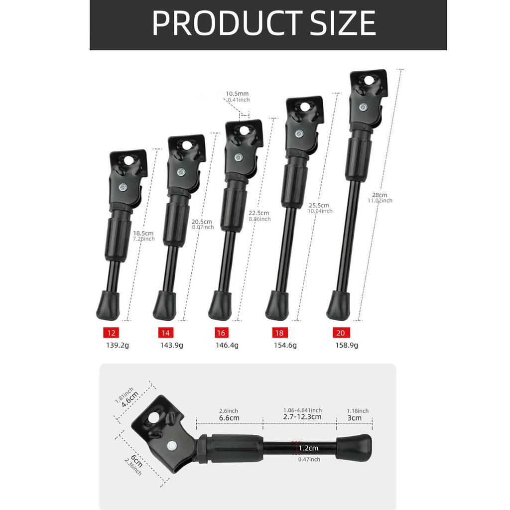 Children Bicycles Kickstand Parking Stand Side Support Bracket Nonslip Bottom Cycling Accessory Suitable for Kids Bikes