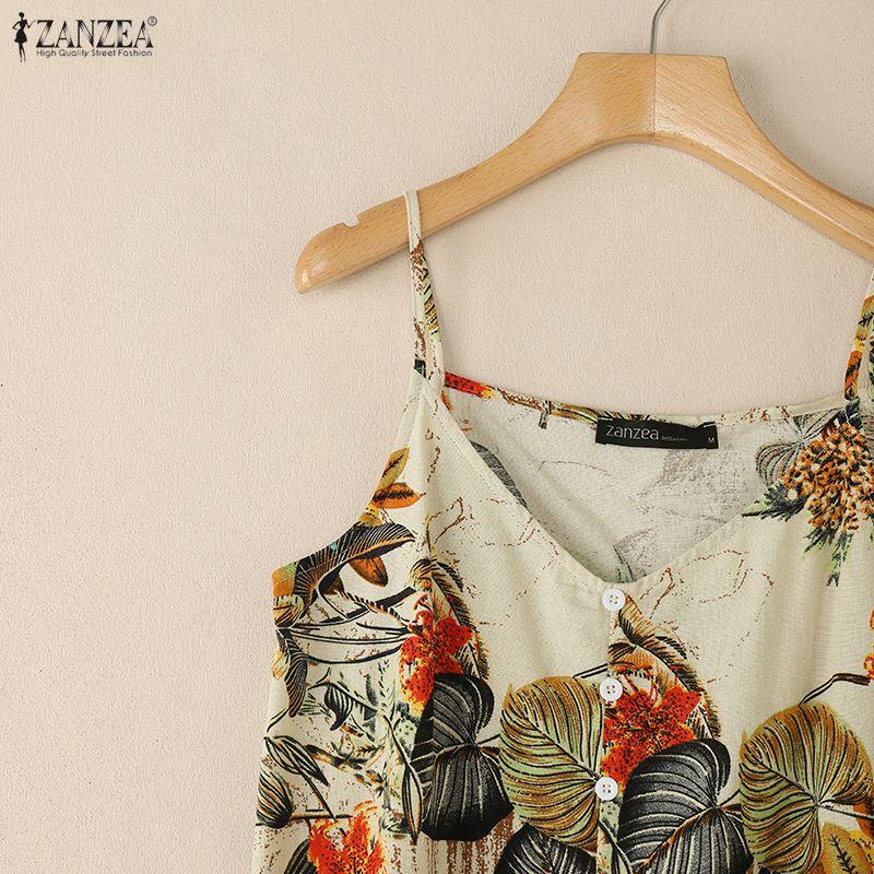 ZANZEA Women Casual V-Neck Summer Sleeveless Print Camisoles