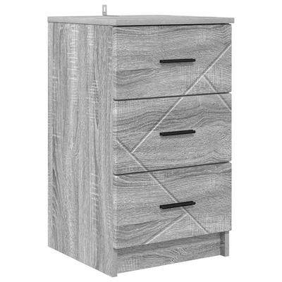 Nightstand Gray Sonoma 38 X 38 X 66 Cm Particleboard