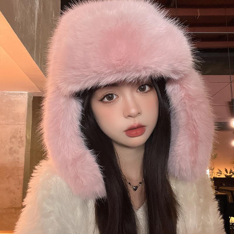 Autumn and winter advanced sense show the face small plush hat versatile thickened warm pullover hat Lei Feng hat children