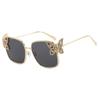 Luxurious Oversized Square Shape Rhinestone Butterfly Metal for Women Sunglasses Brand Design Men Sunglass Street Style Glasses UV400