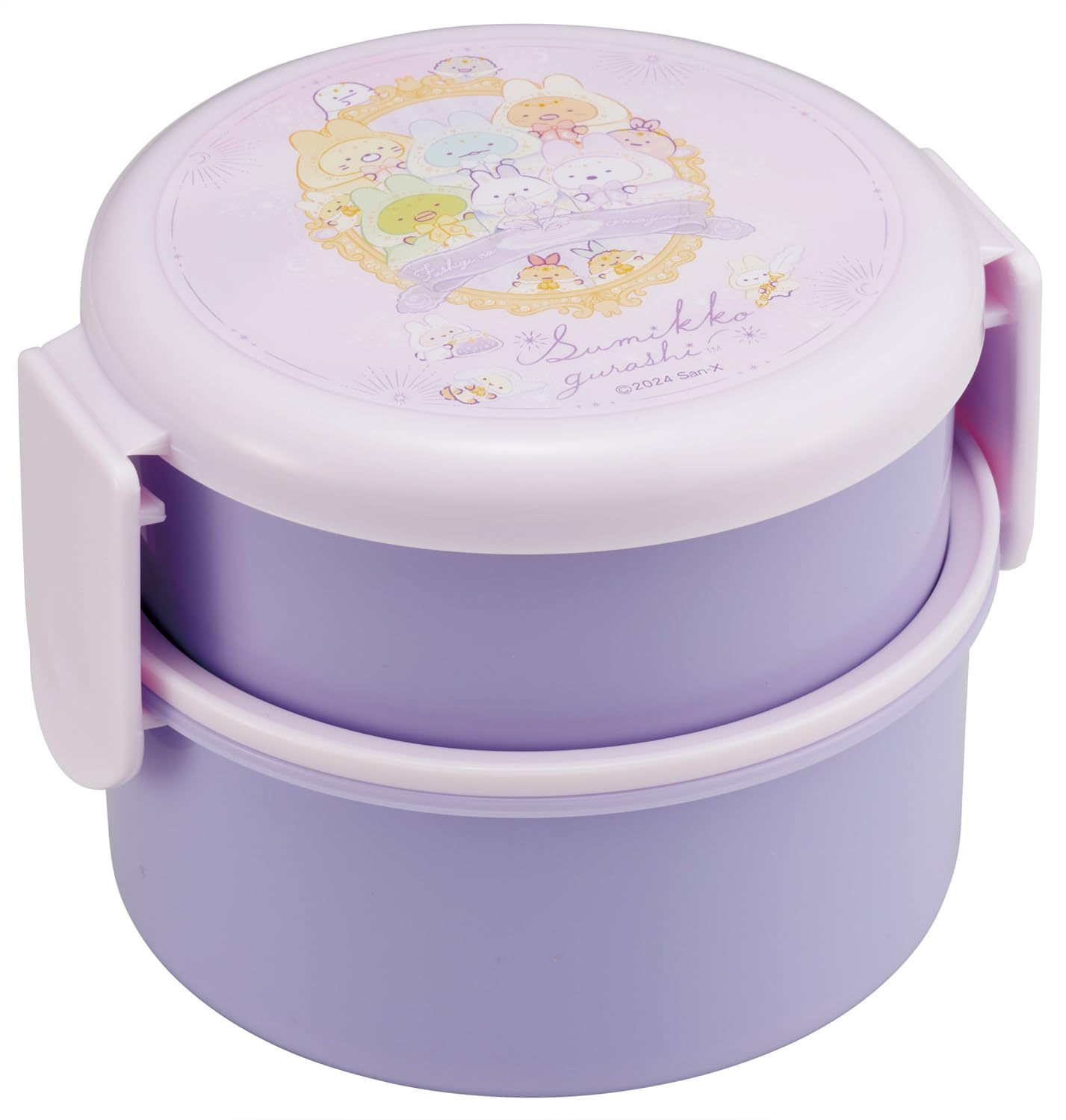 Skater Bento with Microwave Sumikkogurashi Box, Antibacterial, 2-Tier, Round, Fork, 500ml, Safe, Design, ONWR1AG-A