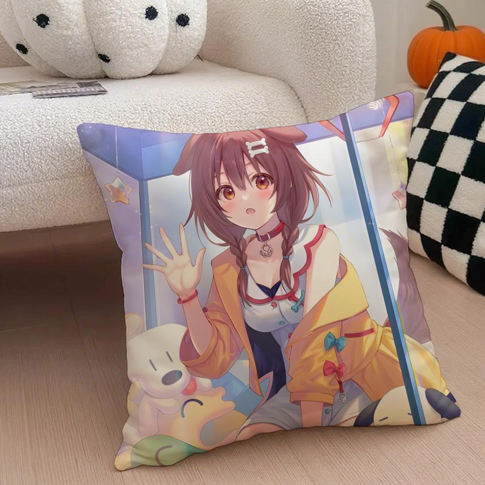 Playful Cute Japanese VTuber IINUGAMI KORONE Cushion Cover Throw Pillow Cover Hidden Button Durable Polyester Chair Cushion