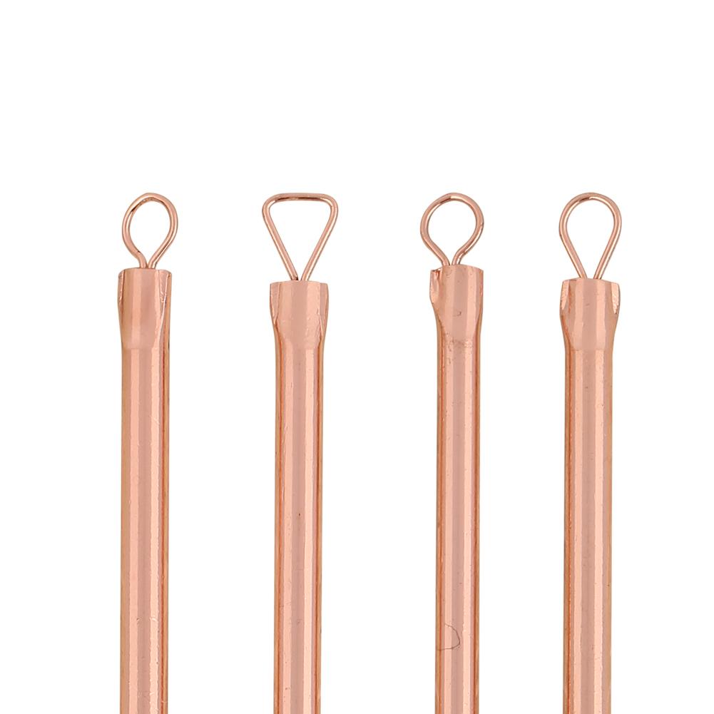 4Pcs/Set Acne Remover Tool Stainless Steel Rose Gold Double Head Needles Blackhead Extractor