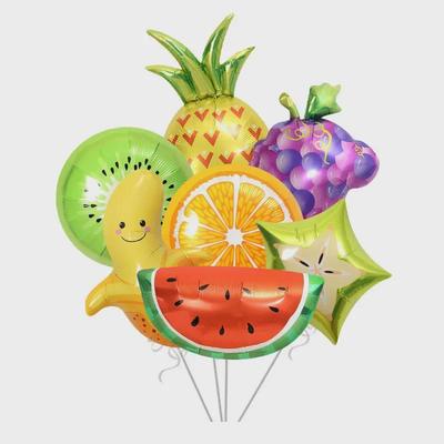 Fruit-Shaped Cartoon Foil Balloons: Apple, Pineapple, Watermelon, Grape Party Decorations