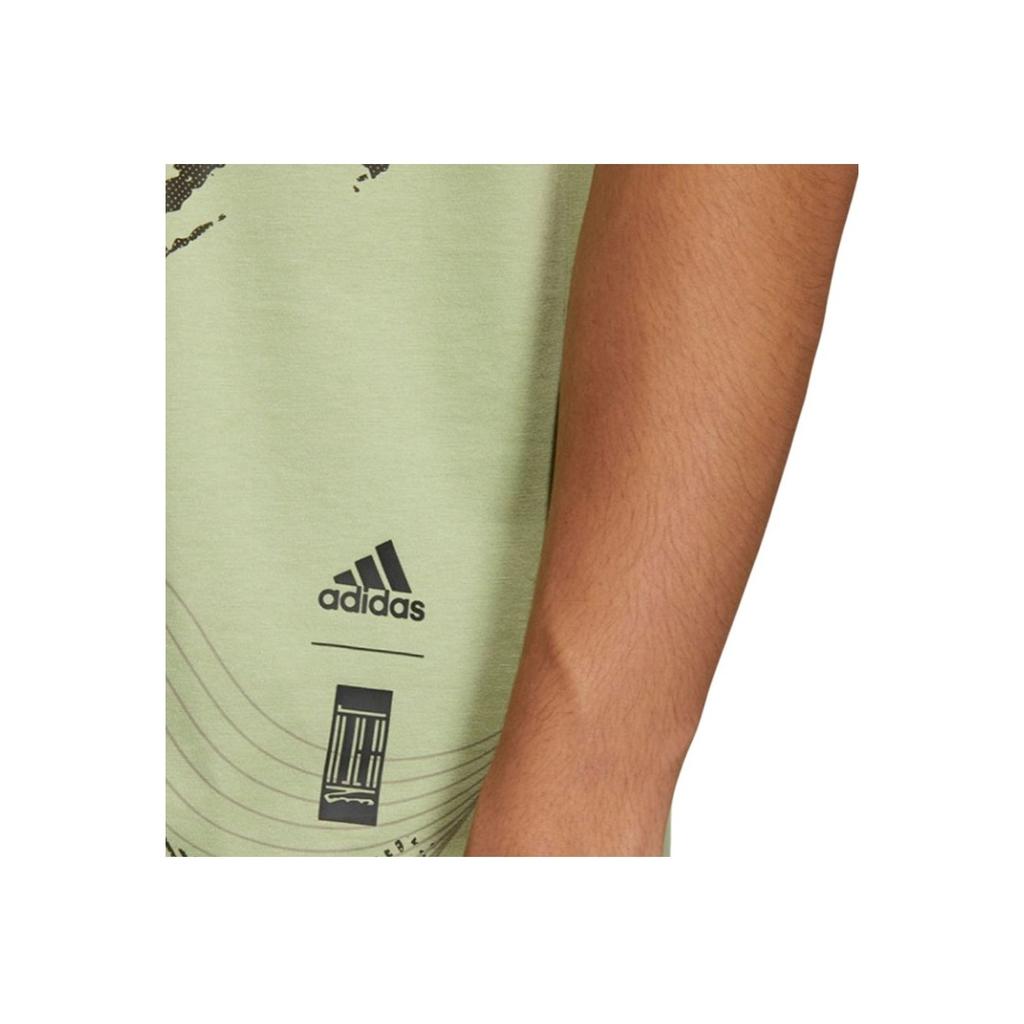 Adidas Graphic Print Crew Neck Short Sleeve T-Shirt Men Tops Green HE5174