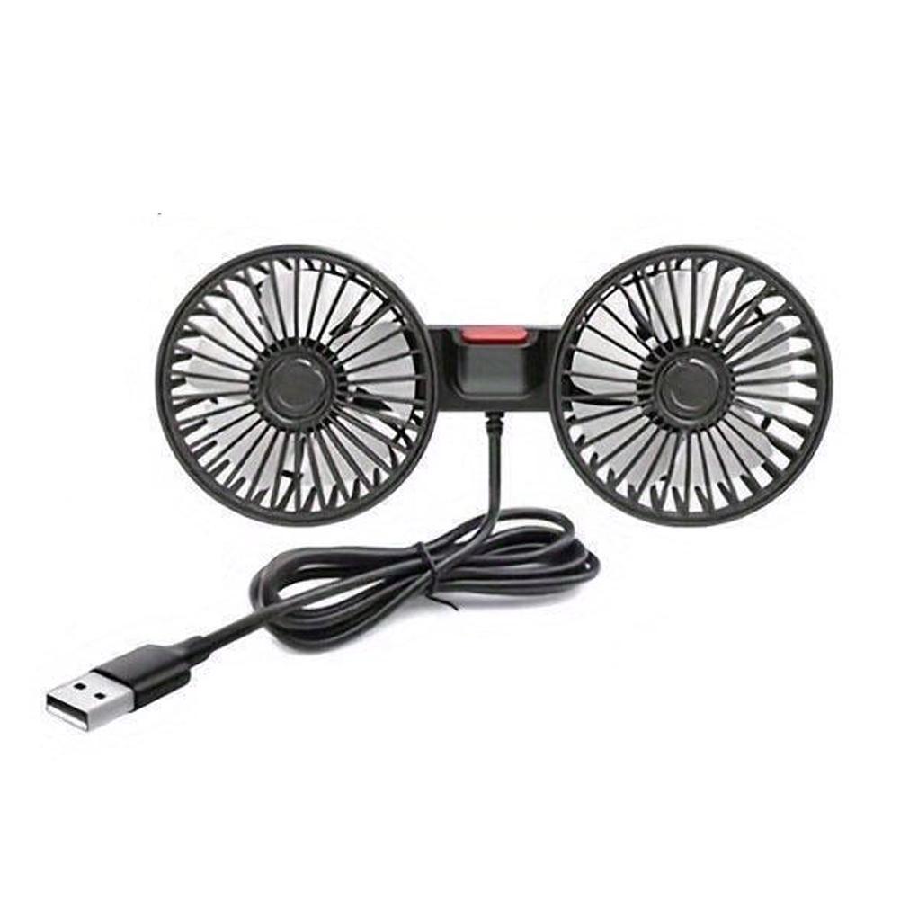 USB 5V Vehicle Mounted Fan Dual Head Car Suction Cup Fan 360 Degree Rotation Adjustable 3 Speeds for Dashboard RV Truck чёрный